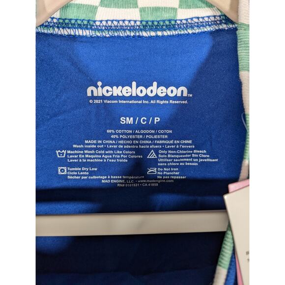 Rugrats Reptar Long Sleeve Dinosaur TShirt Nickelodeon Blue Checkered S Crew Tee - Picture 7 of 9